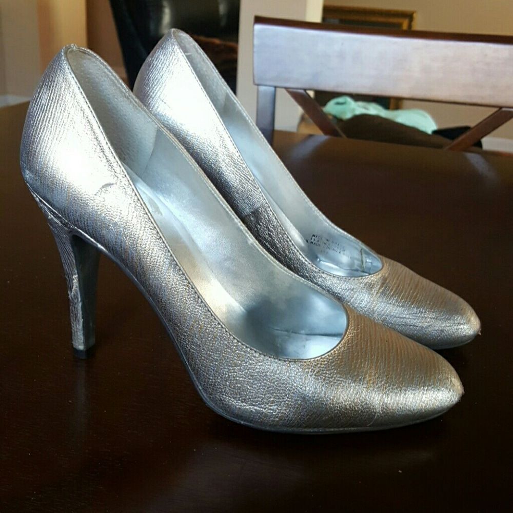 Silver & Gold Striped Stiletto Pumps
